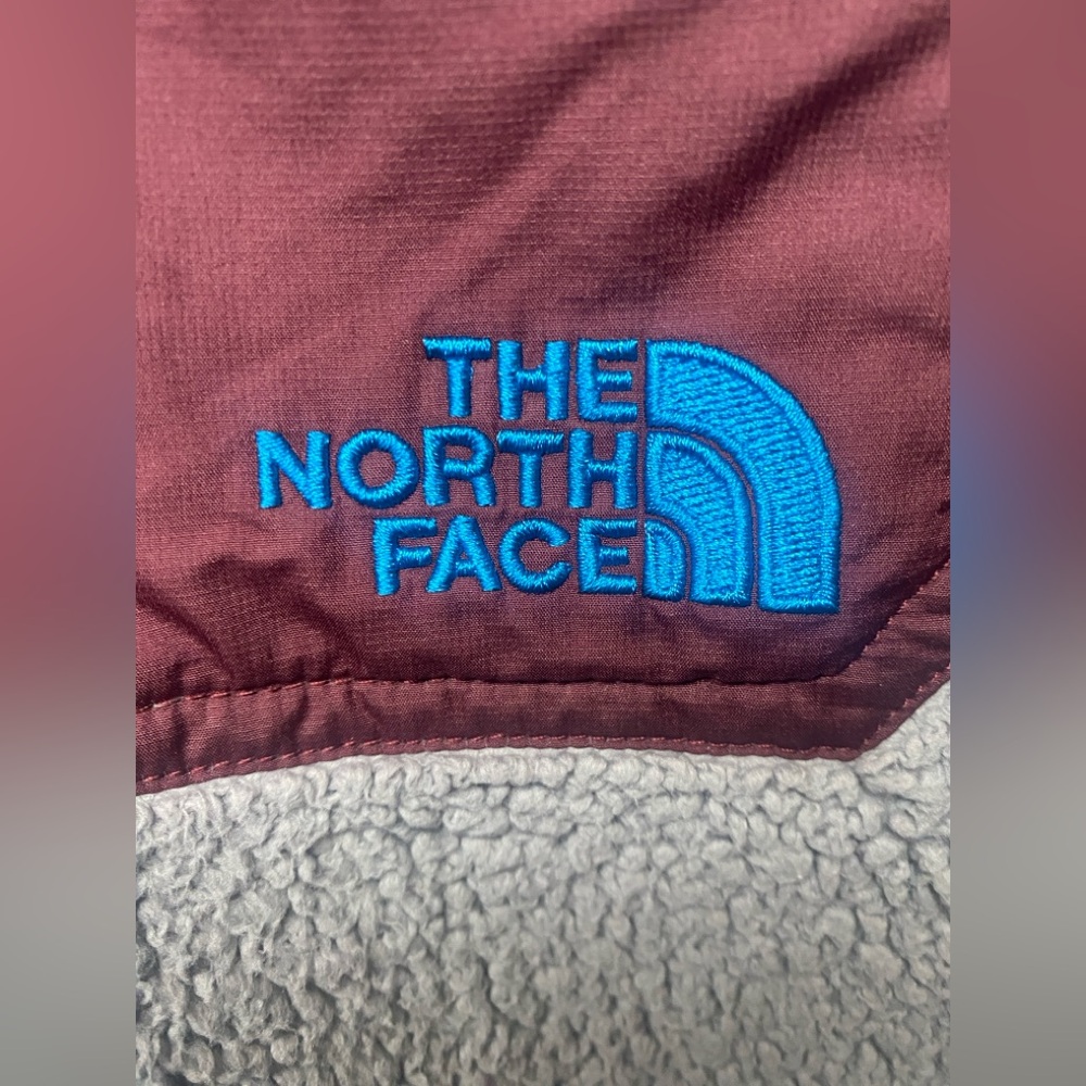 The North Face XL Campshire Gray Burgundy Sherpa Fleece Vintage Pullover - Picture 4 of 7